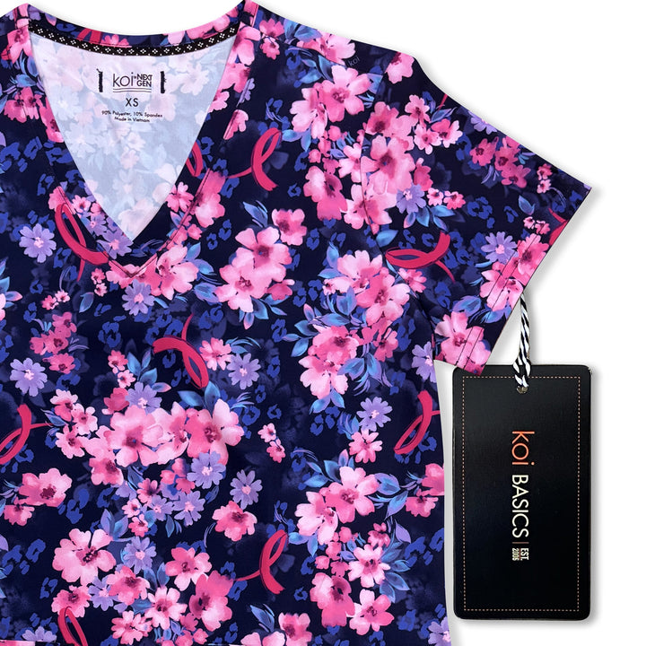Womens Printed Scrub Top - Sweet Blossom - XXS | XS