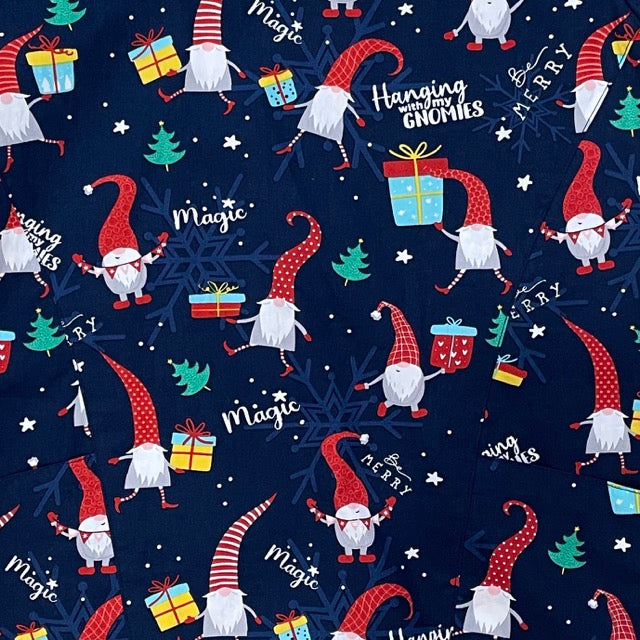 Womens Printed Scrub Top - Hanging With My Gnomies