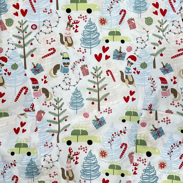 Womens Printed Scrub Top - Merry Meercat