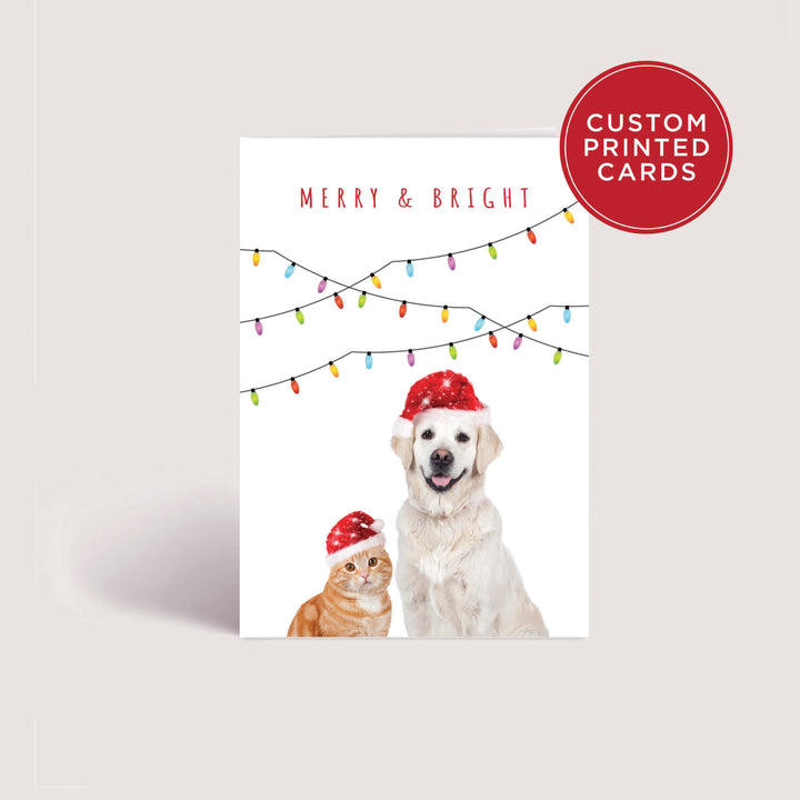 Custom Printed Christmas Card Packs - Merry &amp; Bright