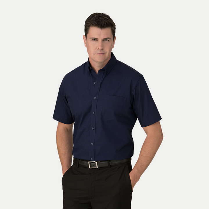 4102SS - MENS CITY COLLECTION MICRO CHECK SHORT SLEEVE SHIRT - WHOLESALE