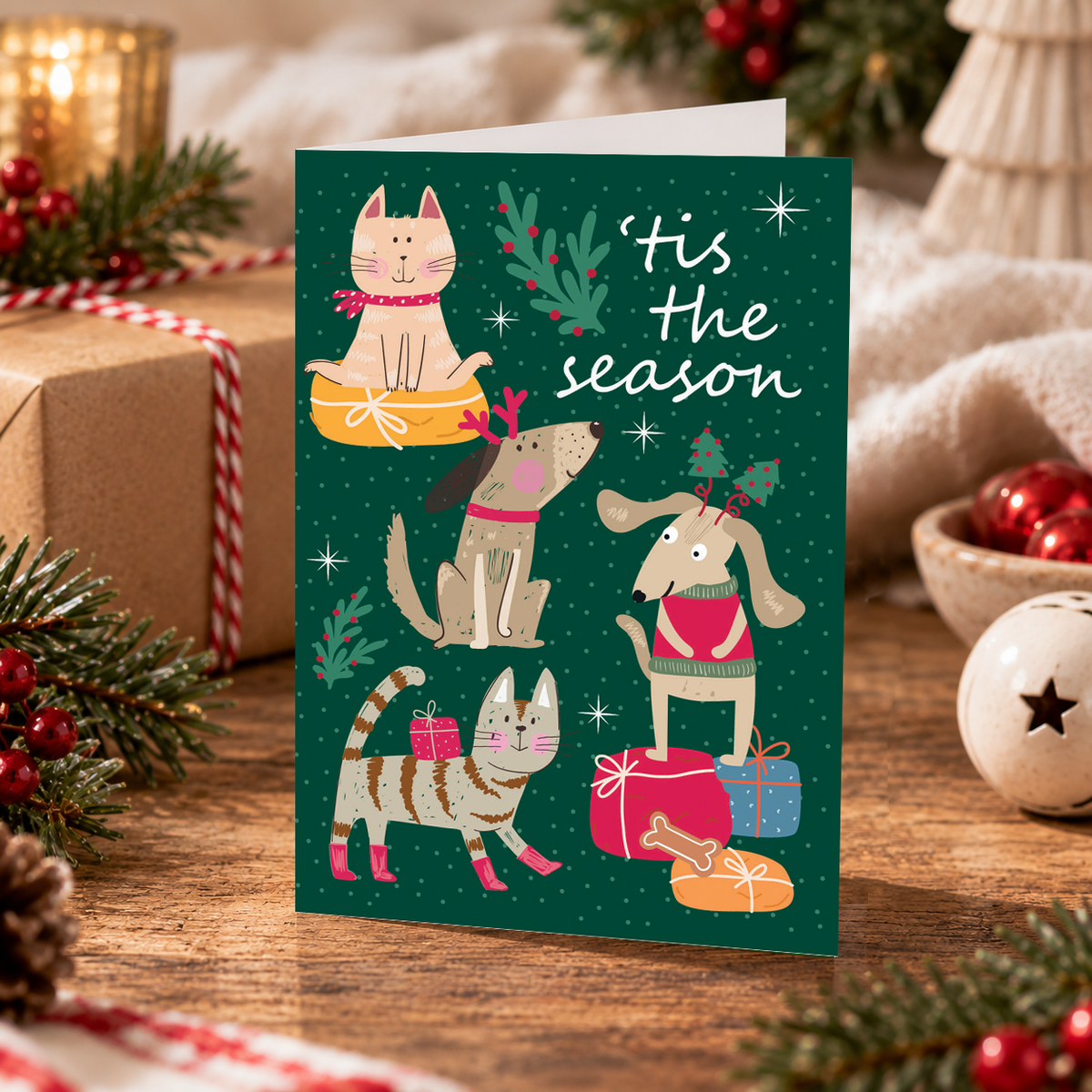 Custom Printed Christmas Card Packs - Tis the Season