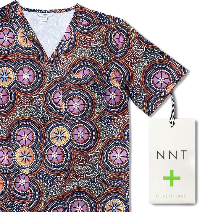 Unisex Printed Scrub Top - Bush Tucker