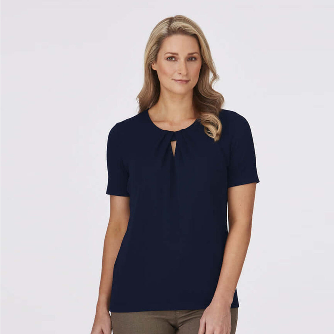 2295 - Womens City Collection Keyhole Short Sleeve Top