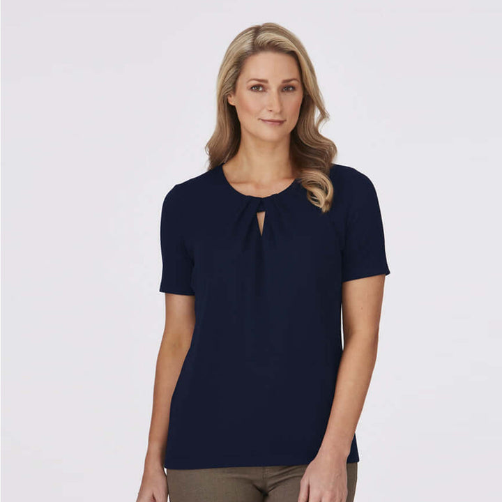 2295 - Womens City Collection Keyhole Short Sleeve Top