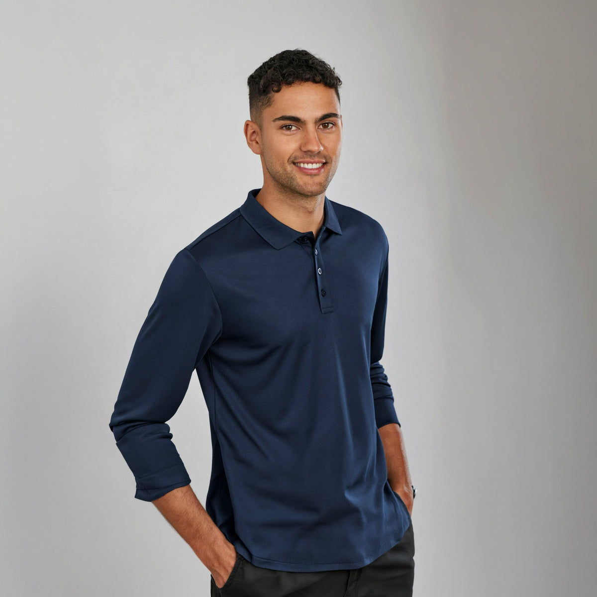 P206ML - Mens Fashion Biz Action Long Sleeve Polo