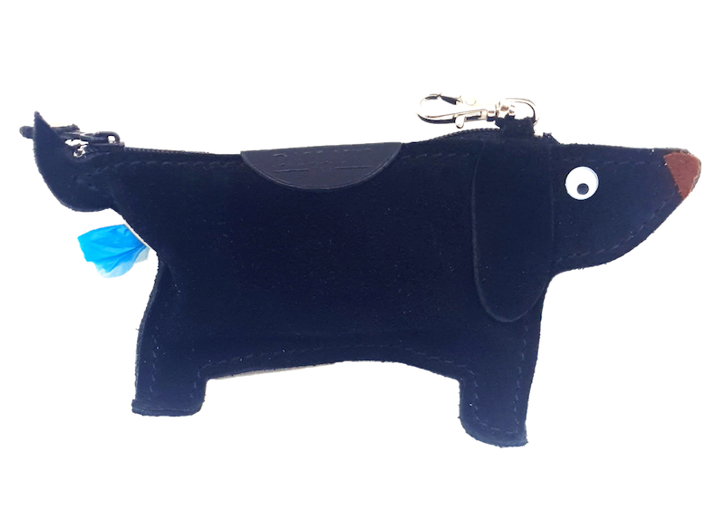 Suede Dachsund Doggy-do bag holder - Black