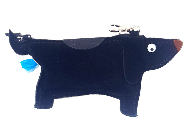 Suede Dachsund Doggy-do bag holder - Black
