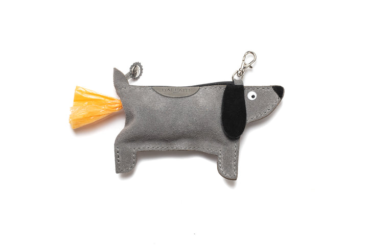 Suede Dachsund Doggy-do bag holder - Grey