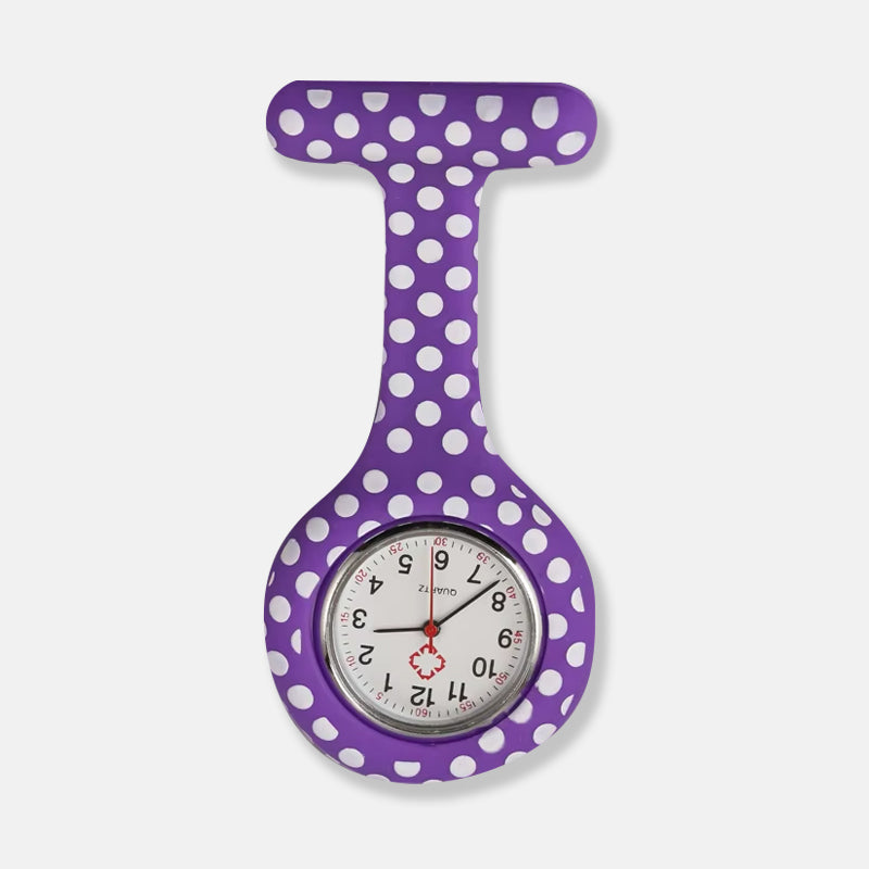 Silicone FOB Watch - Purple/White Polka Dots