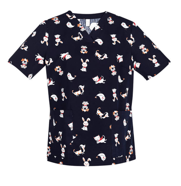 Womens Printed Scrub Top - Best Friends - 2XL | 3XL