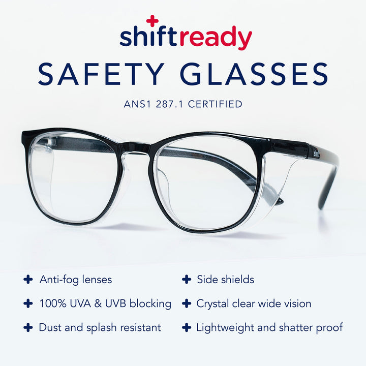Shift Ready Anti-Fog Safety Glasses for Healthcare Workers - Clear | Medical Grade Eye Protection