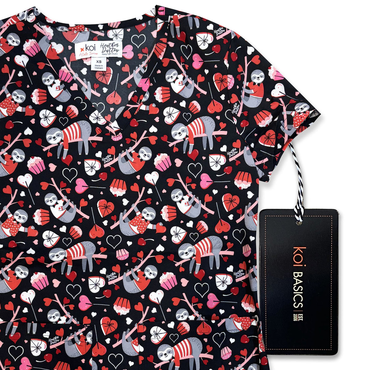 Koi Womens Printed Scrub Top - Sloths Kind Of Love