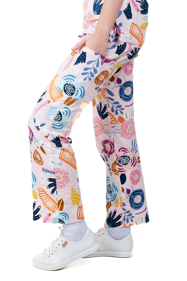 Womens Shift Ready Pink Hummingbird Printed Scrub Set