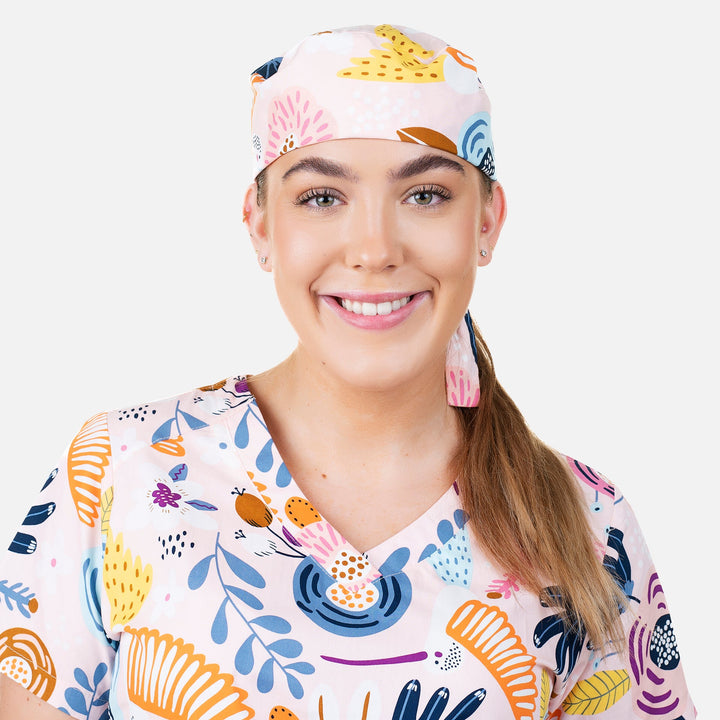 Shiftready Scrub Cap - Pink Hummingbird
