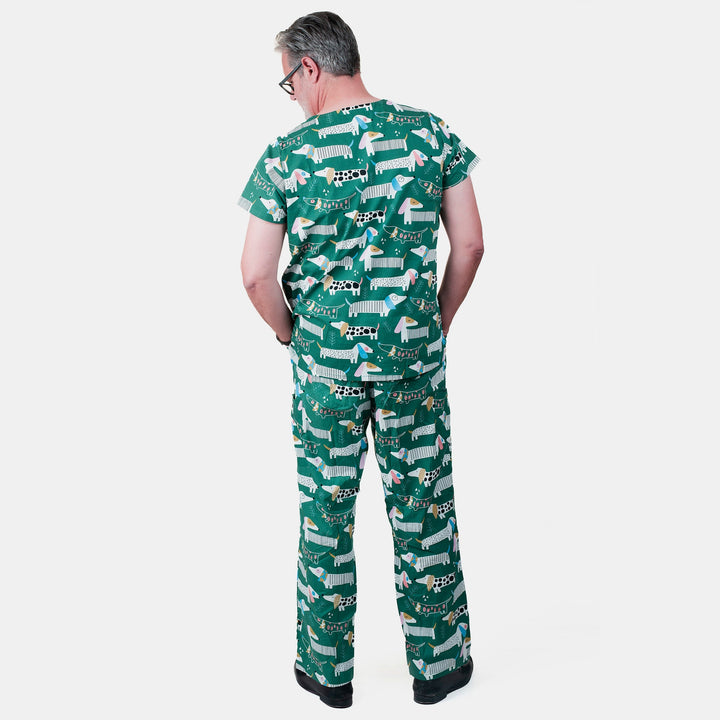Unisex Shiftready Dogs on the Green Scrub Set