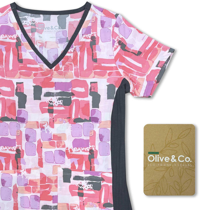 Womens Printed Scrub Top - Soft Touch - XS
