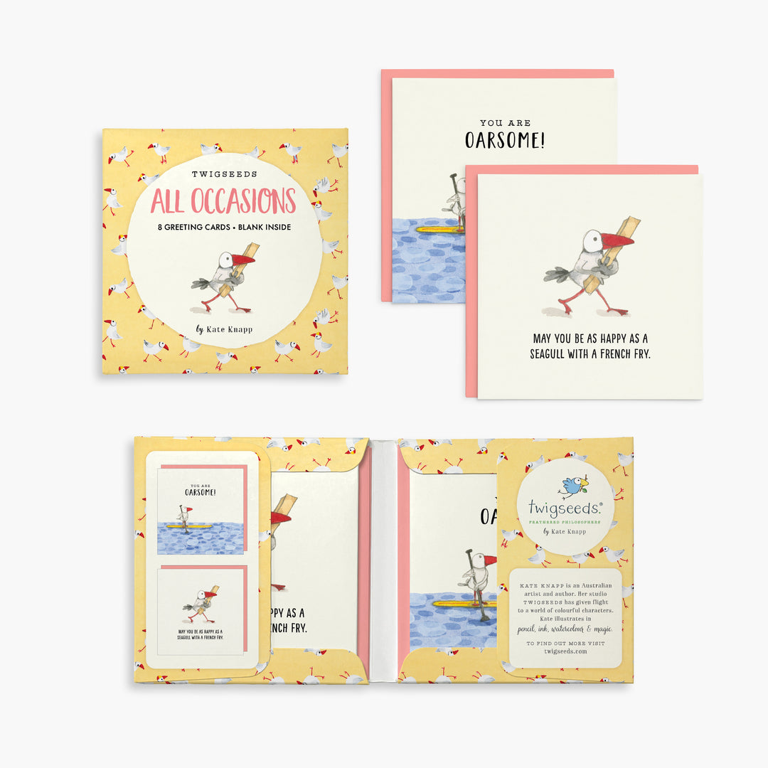 Twigseeds Seagull Cards For All Occasions - Set of 8