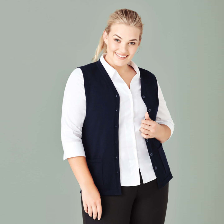 CK961LV - Womens Fashion Biz Button Front Knit Vest