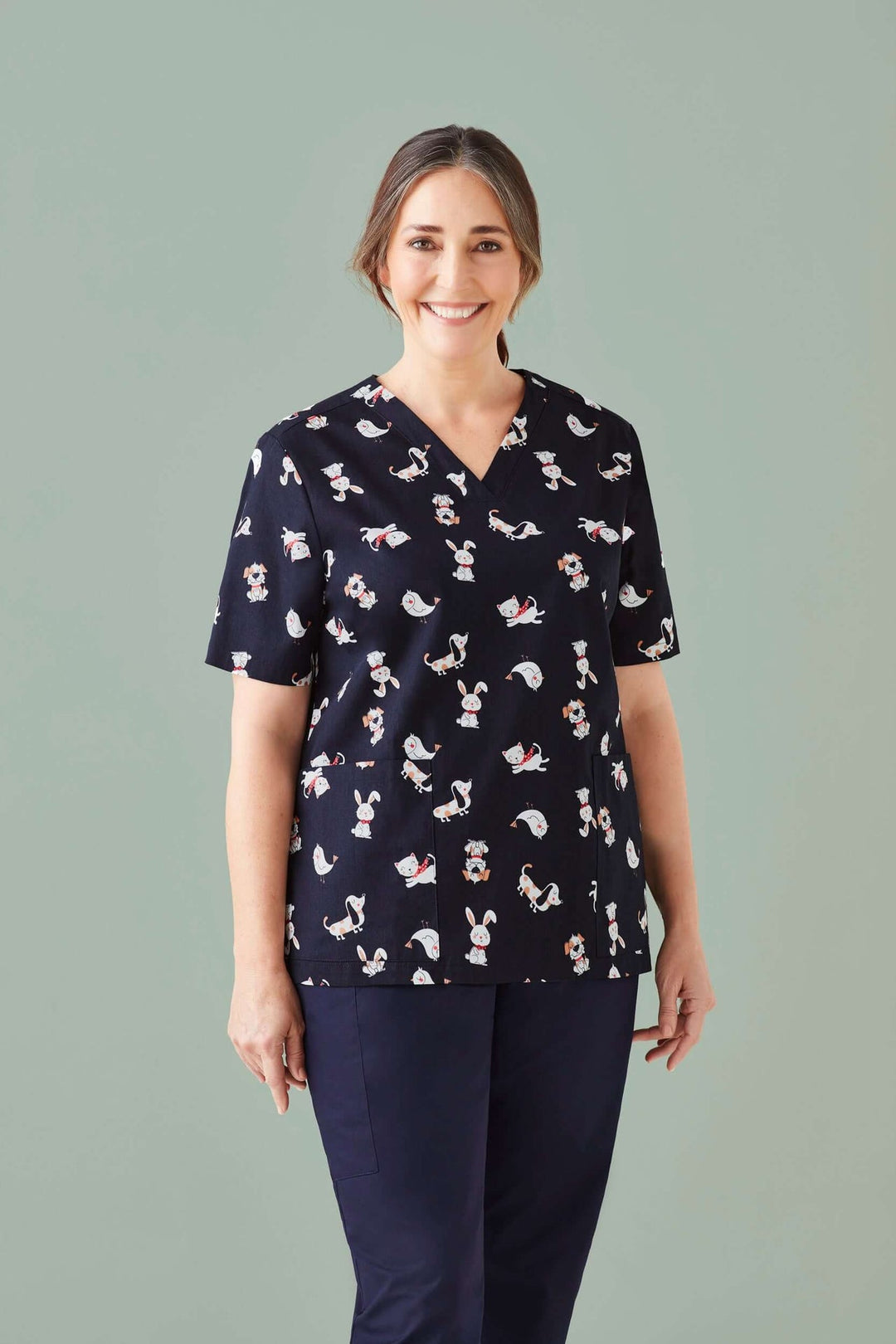 Womens Printed Scrub Top - Best Friends - 2XL | 3XL