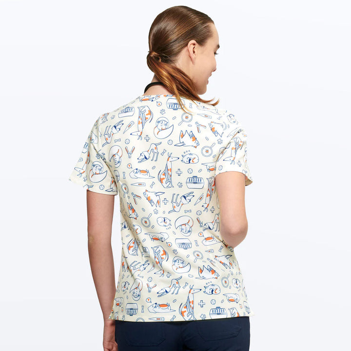 Dr Woof Womens Printed Scrub Top - The Vet Life