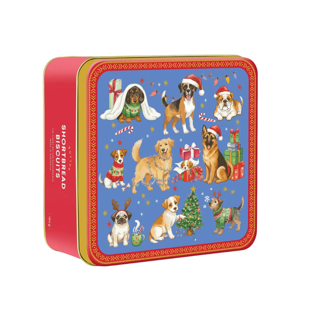 VPC Christmas Shortbread Tin - Christmas Dogs 180g