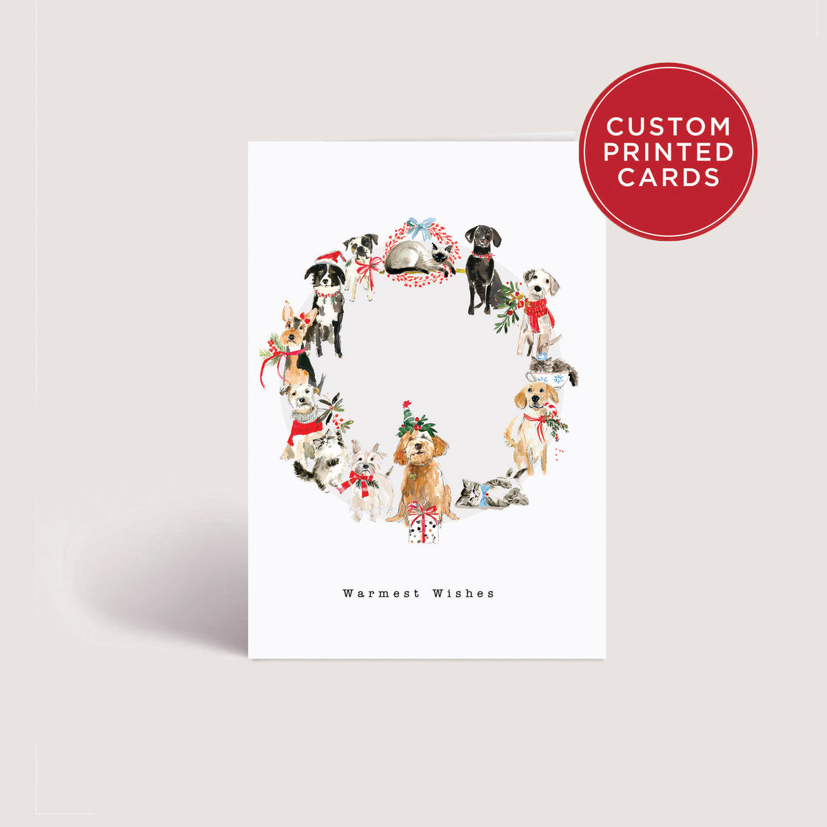 Custom Printed Christmas Card Packs - Warmest Wishes