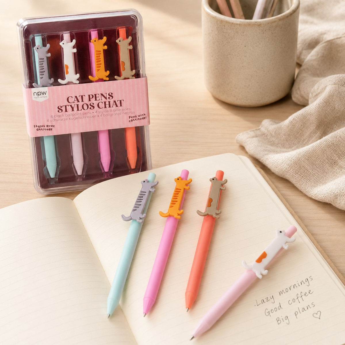 Cat Icon Pens - 4pcs Set Multi-Coloured