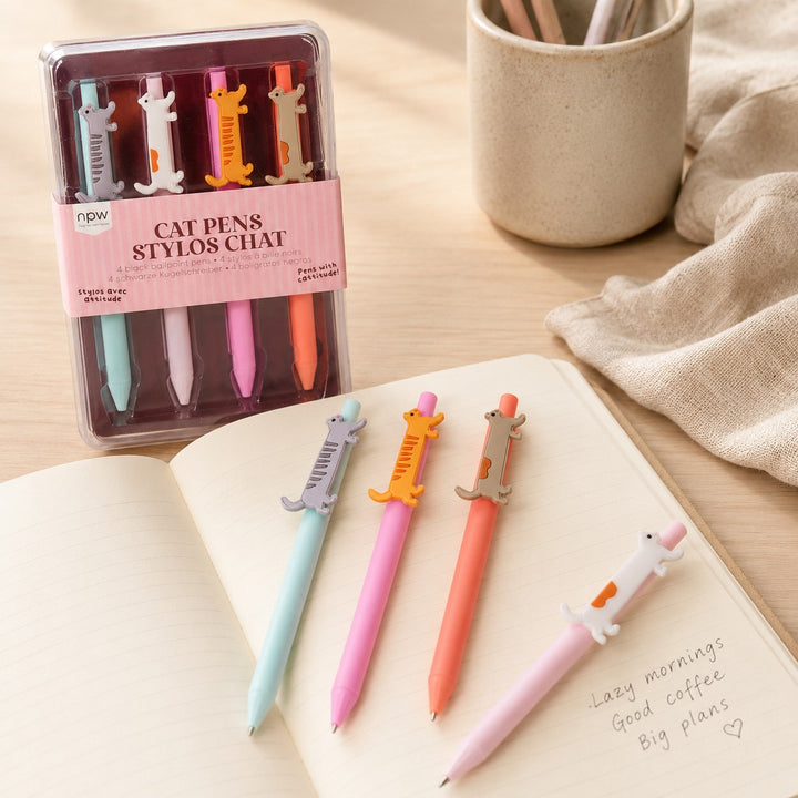 Cat Icon Pens - 4pcs Set Multi-Coloured