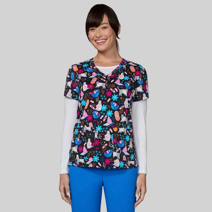 Koi Womens Printed Scrub Top - Everyday Dr
