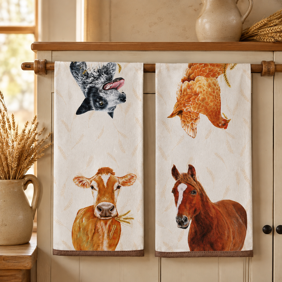 Farmyard Faces 2 2pk Kitchen Towel