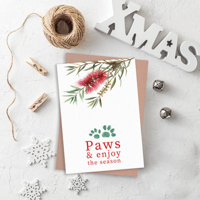 Blank Christmas Card - Paws & Enjoy the Season