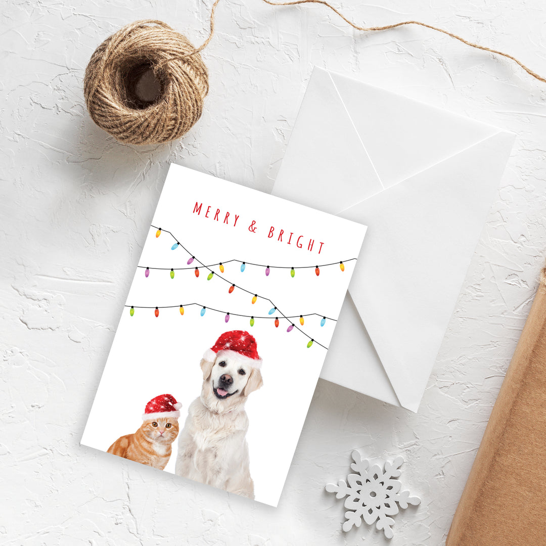 Blank Christmas Card - Merry &amp; Bright (10 Pack)