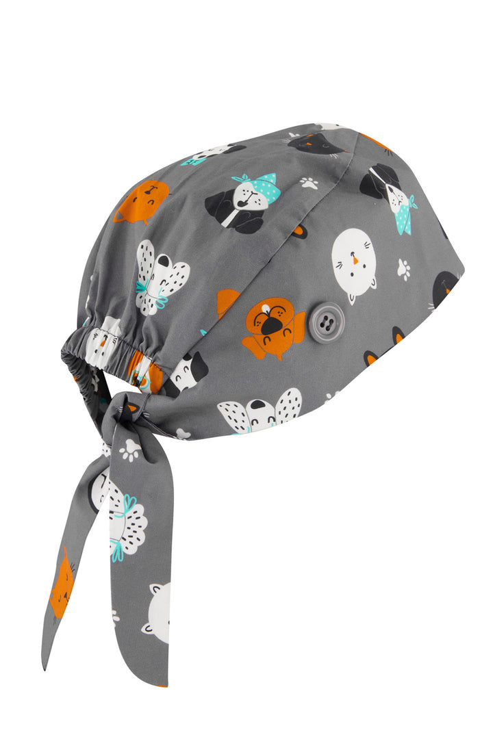 Biz Care Unisex Printed Scrub Hat - Cheeky Pets