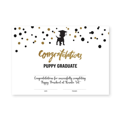 Puppy Graduate Certificate - Black & Gold