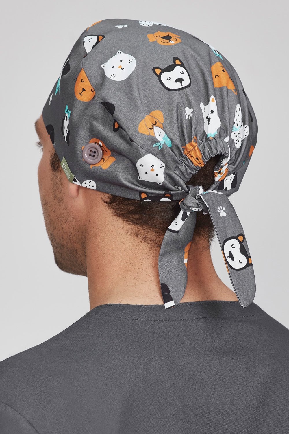 Biz Care Unisex Printed Scrub Hat - Cheeky Pets